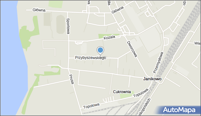 Janinów gmina Tczew, Przybyszewskiego Stanisława, mapa Janinów gmina Tczew