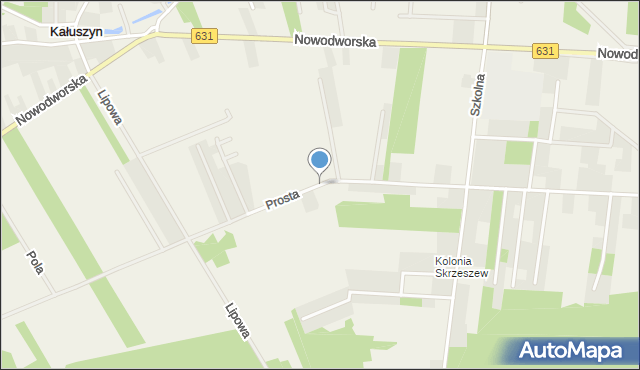 Kałuszyn gmina Wieliszew, Prosta, mapa Kałuszyn gmina Wieliszew