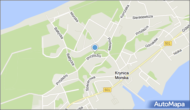 Krynica Morska, Przyjaźni, mapa Krynica Morska