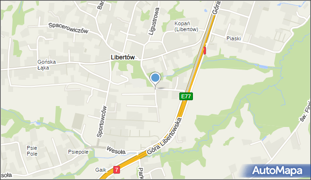 Libertów gmina Mogilany, Przydworska, mapa Libertów gmina Mogilany