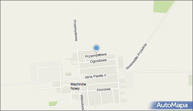 Machnów Nowy, Przemysłowa, mapa Machnów Nowy