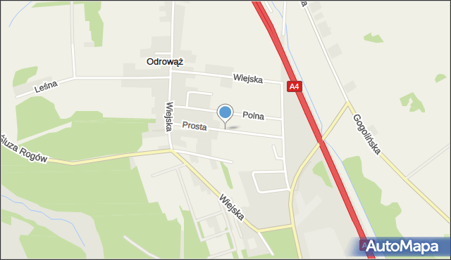 Odrowąż gmina Gogolin, Prosta, mapa Odrowąż gmina Gogolin