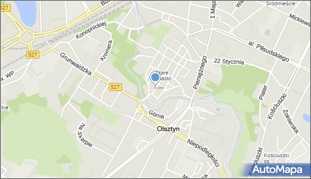 Olsztyn, Prosta, mapa Olsztyna