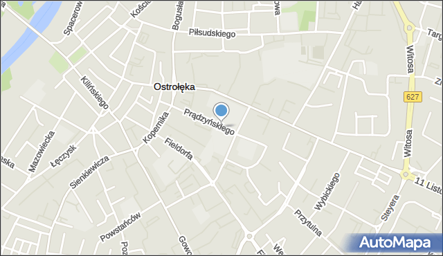 Ostrołęka, Prądzyńskiego Ignacego, gen., mapa Ostrołęka