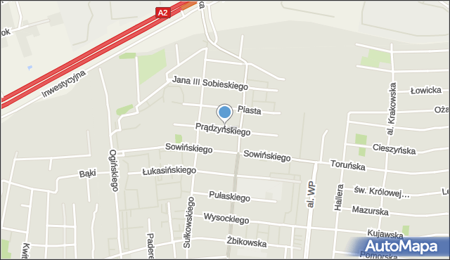 Piastów powiat pruszkowski, Prądzyńskiego Ignacego, gen., mapa Piastów powiat pruszkowski