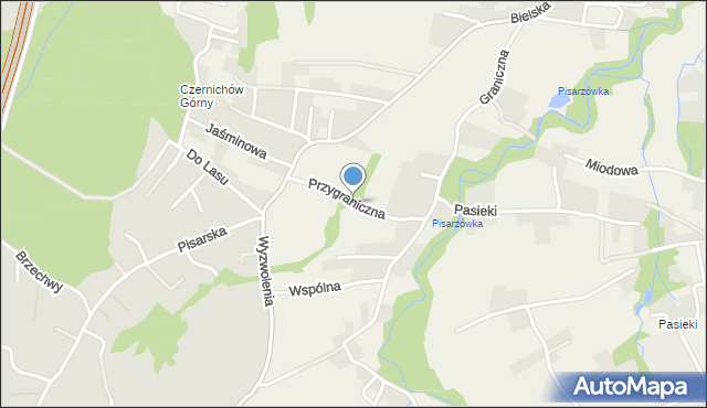 Pisarzowice gmina Wilamowice, Przygraniczna, mapa Pisarzowice gmina Wilamowice