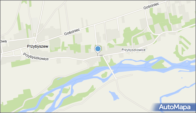 Przybyszew gmina Promna, Przybyszkowice, mapa Przybyszew gmina Promna