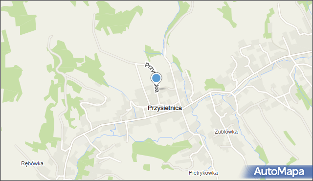 Przysietnica gmina Brzozów, Przysietnica, mapa Przysietnica gmina Brzozów