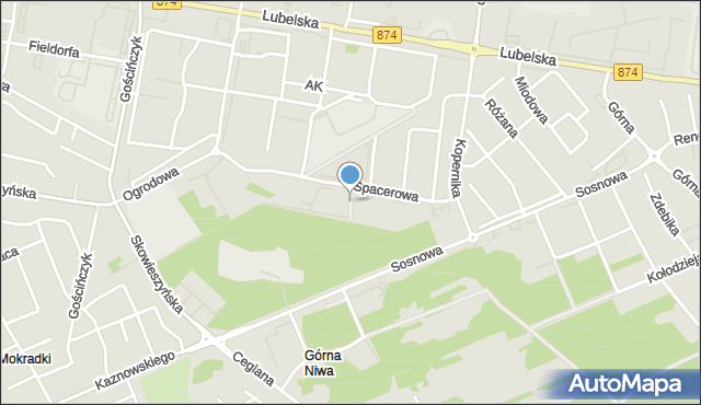 Puławy, Przytulna, mapa Puław