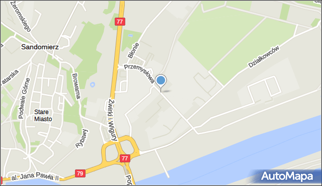 Sandomierz, Przemysłowa, mapa Sandomierza