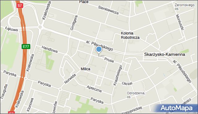 Skarżysko-Kamienna, Prusa, mapa Skarżysko-Kamienna