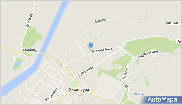 Skwierzyna, Przemysłowa, mapa Skwierzyna