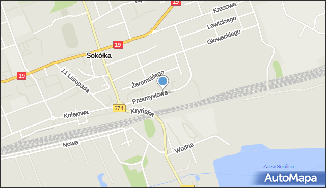 Sokółka, Przemysłowa, mapa Sokółka