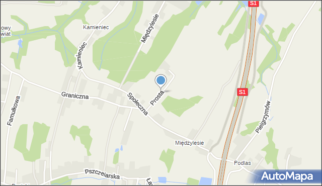 Stara Wieś gmina Wilamowice, Prosta, mapa Stara Wieś gmina Wilamowice