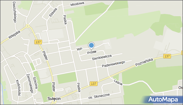 Sulęcin, Prusa Bolesława, mapa Sulęcin