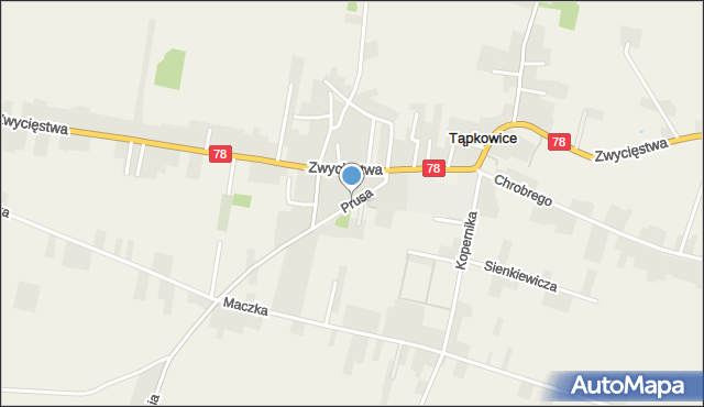 Tąpkowice, Prusa Bolesława, mapa Tąpkowice