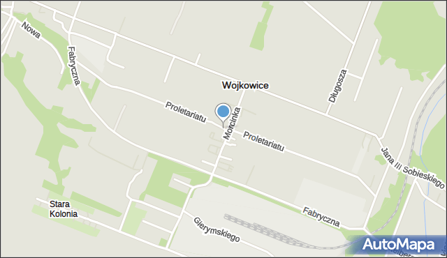 Wojkowice powiat będziński, Proletariatu, mapa Wojkowice powiat będziński