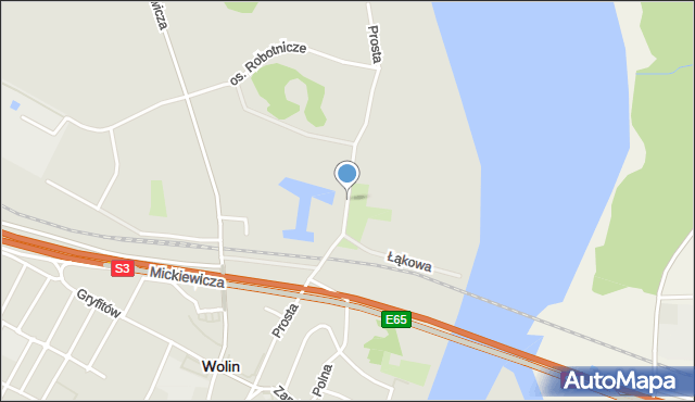 Wolin, Prosta, mapa Wolin