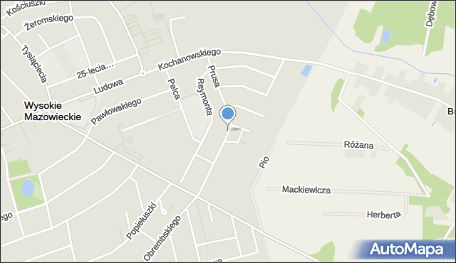 Wysokie Mazowieckie, Prusa Bolesława, mapa Wysokie Mazowieckie