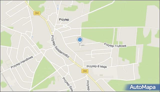 Zielona Góra, Przylep-Brzoskwiniowa, mapa Zielona Góra