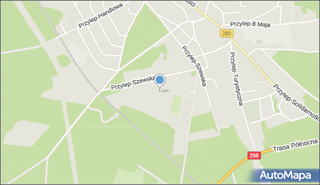 Zielona Góra, Przylep-Brzozowa, mapa Zielona Góra