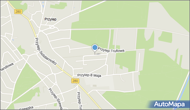 Zielona Góra, Przylep-Czereśniowa, mapa Zielona Góra