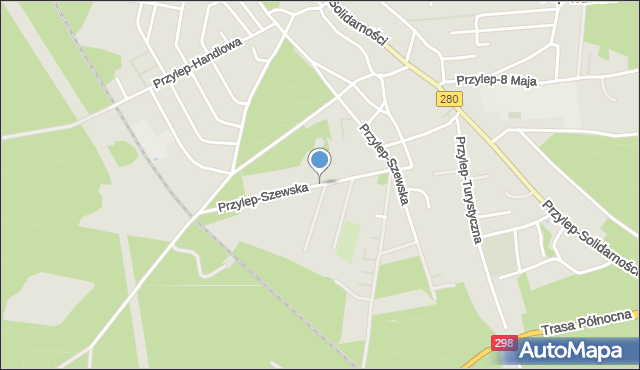 Zielona Góra, Przylep-Szewska, mapa Zielona Góra