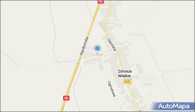 Zimnice Wielkie, Prószkowska, mapa Zimnice Wielkie