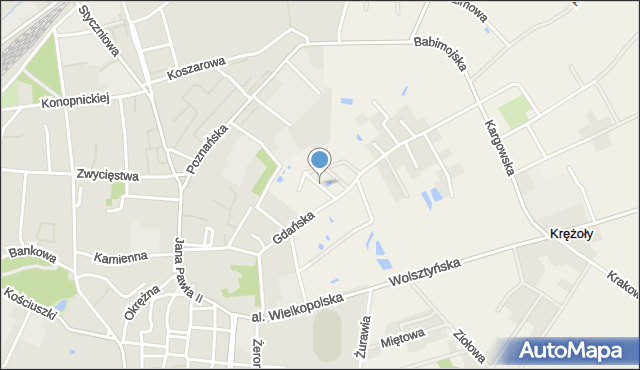 Krężoły gmina Sulechów, Pszenna, mapa Krężoły gmina Sulechów
