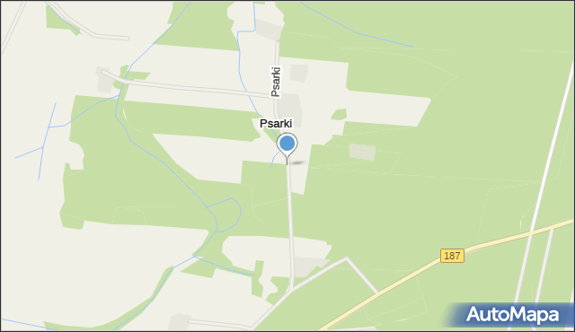 Psarki gmina Pniewy, Psarki, mapa Psarki gmina Pniewy