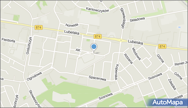 Puławy, Pszczela, mapa Puław