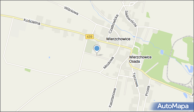 Wierzchowice gmina Krośnice, Pszczela, mapa Wierzchowice gmina Krośnice