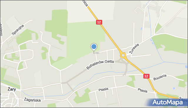 Żary, Pszenna, mapa Żary