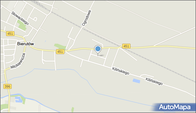 Bierutów, Pułaskiego Kazimierza, gen., mapa Bierutów