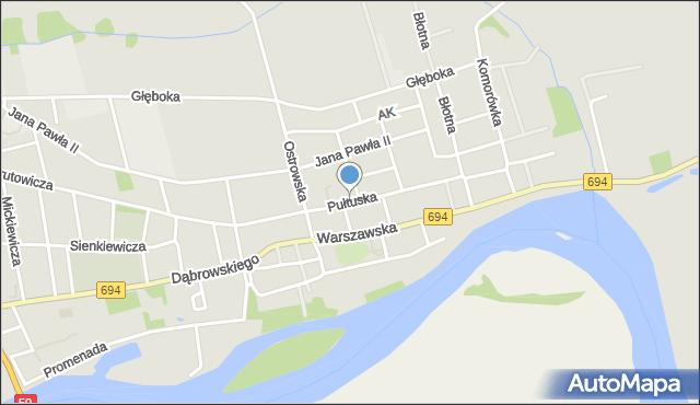 Brok powiat ostrowski, Pułtuska, mapa Brok powiat ostrowski