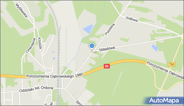 Dąbrowa Górnicza, Puszkina Aleksandra, mapa Dąbrowa Górnicza