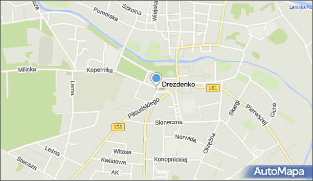 Drezdenko, Pułaskiego, mapa Drezdenko