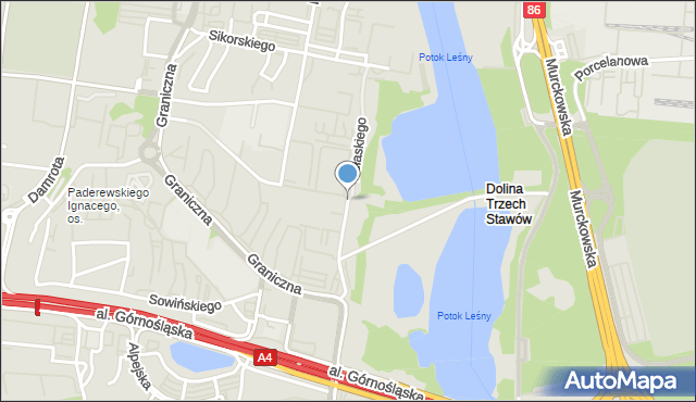 Katowice, Pułaskiego Kazimierza, gen., mapa Katowic