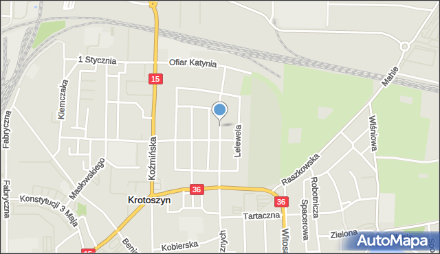 Krotoszyn, Pukackiego, mapa Krotoszyna