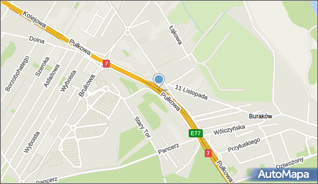 Łomianki, Pułkowa, mapa Łomianki