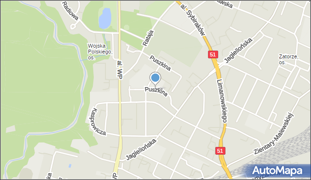Olsztyn, Puszkina Aleksandra, mapa Olsztyna