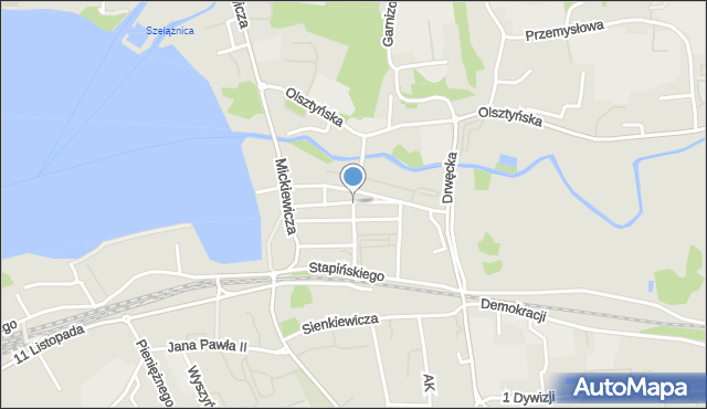 Ostróda, Pułaskiego Kazimierza, gen., mapa Ostróda