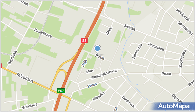 Ostrów Mazowiecka, Pusta, mapa Ostrów Mazowiecka