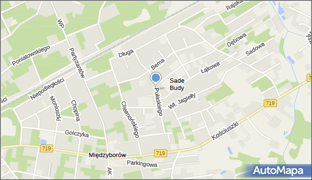 Sade Budy, Pułaskiego Kazimierza, gen., mapa Sade Budy
