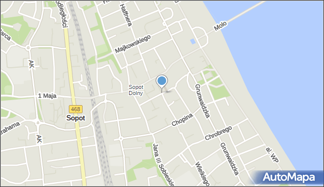 Sopot, Pułaskiego Kazimierza, gen., mapa Sopotu