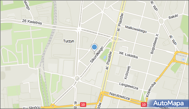 Szczecin, Pułaskiego Kazimierza, gen., mapa Szczecina