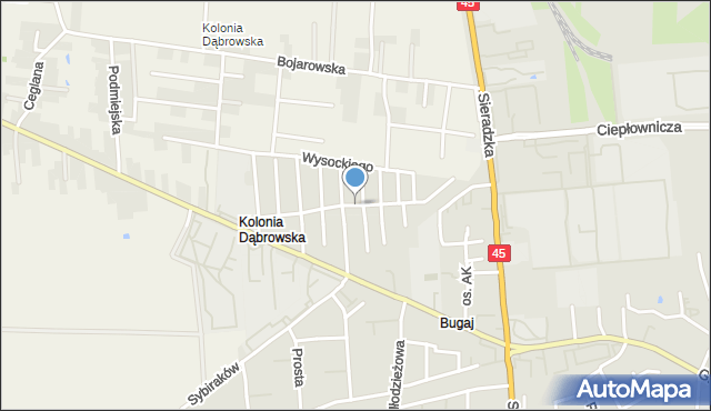 Wieluń, Pułaskiego Kazimierza, gen., mapa Wieluń