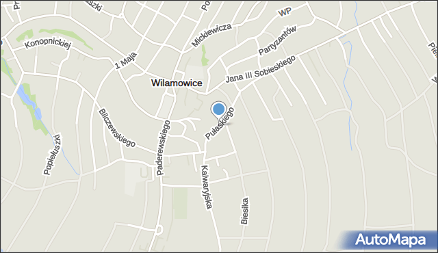 Wilamowice powiat bielski, Pułaskiego Kazimierza, gen., mapa Wilamowice powiat bielski