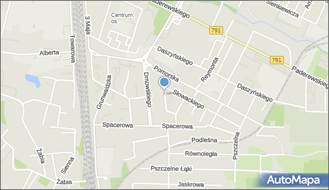 Zawiercie, Pułaskiego Kazimierza, gen., mapa Zawiercie