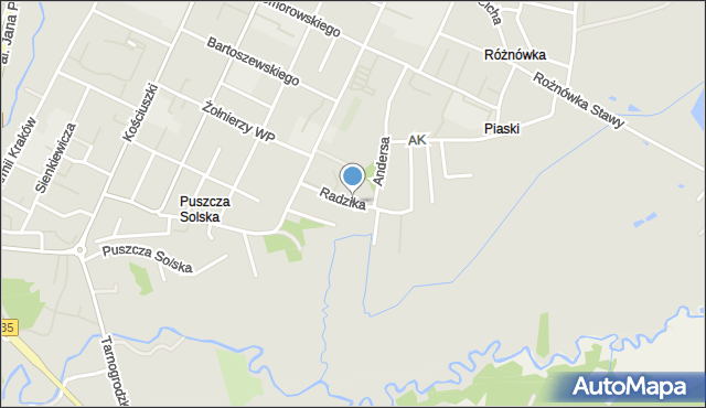 Biłgoraj, Radzika-Orkisza Antoniego, mapa Biłgoraj